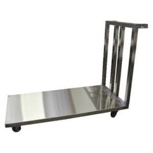 Chariot plateforme - plateau plein , inox AISI 304, profondeur 600 mm
