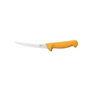 COUTEAU À DÉSOSSER MANCHE JAUNE, LAME ETROITE RECOURBÉE, longueur : 130 mm