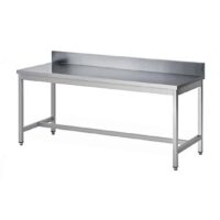 Table soudée  bords droits, adossée, inox AISI 304, P 700 mm
