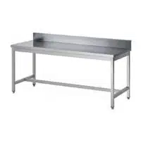 Table soudée bords droits, adossée, inox AISI 304, P 700 mm