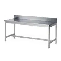 Table soudée bords droits, adossée, en inox AISI 304, P 800 mm
