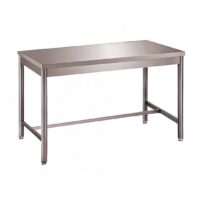 Table démontable bords droits pieds ronds inox AISI 304 centrale P 700 mm