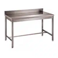 Table démontable bords droits pieds ronds inox ferritique adossée P 700 mm
