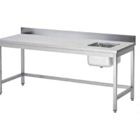 Table du chef soudée, adossée, avec bac à droite, P 700 mm