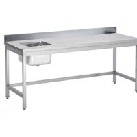 Table du chef soudée adossée avec bac à gauche P 700 mm