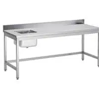 Table du chef soudée adossée avec bac à gauche P 700 mm