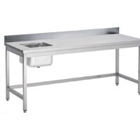 Table du chef soudée, centrale, avec bac à gauche, P 700 mm