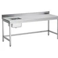 Table du chef soudée, centrale, avec bac à gauche, P 700 mm