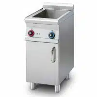 Bain-marie électrique sur meuble placard fermé, gamme 700, en inox AISI 304, 1 cuve, 1.1 kW