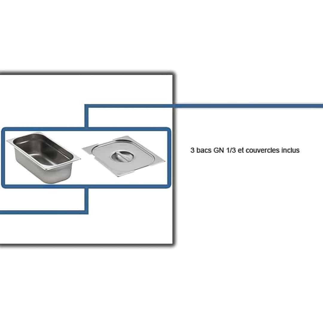 Bain marie professionnel avec robinet de vidange 2 x GN 1/2, en acier inoxydable, 1200 W – Image 2