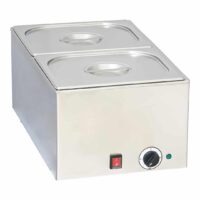 Bain marie professionnel avec robinet de vidange 2 x GN 1/2, en acier inoxydable, 1200 W