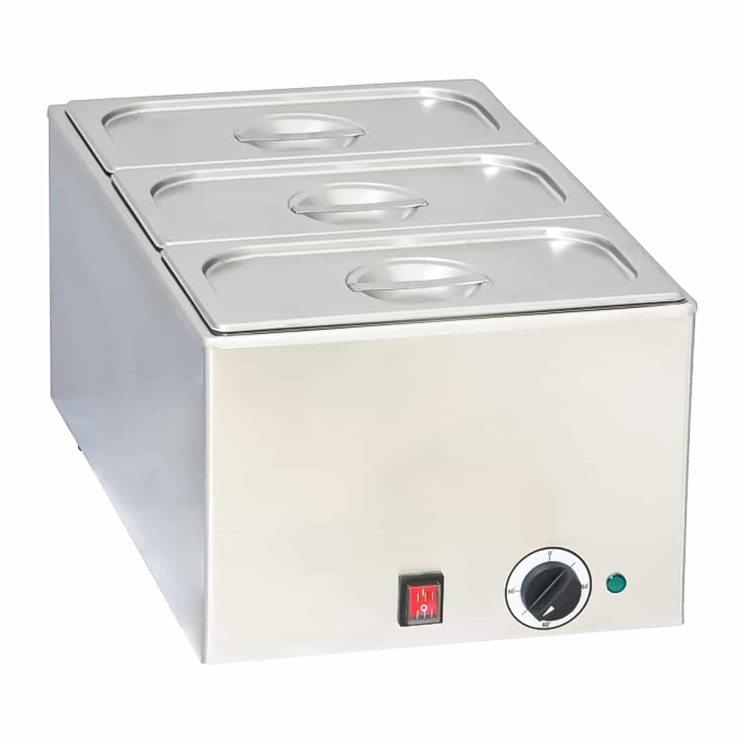 Bain marie professionnel avec 3 x GN 1/3 en acier inoxydable 1200 W