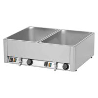Double bain marie professionnel GN1/1 avec 2 robinets de vidange en acier inoxydable 3000W