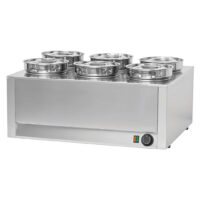 Bain marie à sauce 6 cuves professionnel en acier inoxydable 1200 W