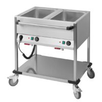 Chariot bain-marie à eau 2 x GN 1/1 professionnel en acier inoxydable 1400 W