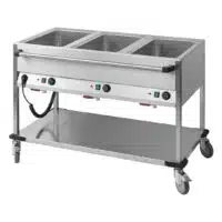 Chariot bain marie à eau 3 x GN 1/1 professionnel Horizontal 18/10 en acier inoxydable 2100 W