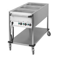 Chariot bain-marie professionnel à eau 3 x GN 1/1 en acier inoxydable 2100 W