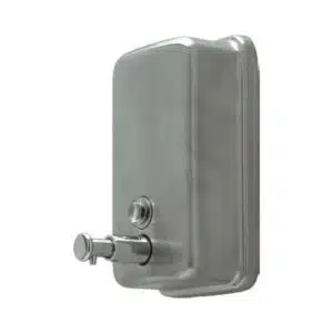 Distributeur de savon douche muraux, inox brossé, manuel, L 123 x P 110 x H 204 mm
