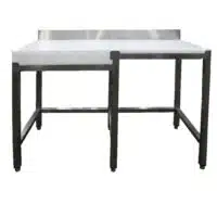 Combiné bois professionnel Inox AISI 304 adossé billot poly à droite P 500 mm