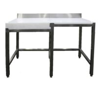 Combiné bois professionnel inox AISI 304 adossé billot poly à droite P 600 mm