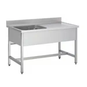 PLONGE SOUDÉE SUR PIEDS CARRÉS sans étagère, inox AISI 304, 1000 x 700 x 850 mm