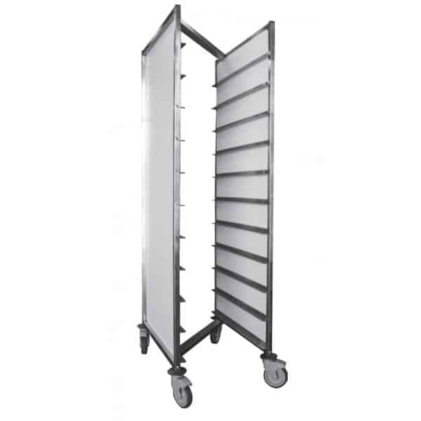 Chariot de débarassage encastrable , inox , Joues résine , L 520 x P 730 x H 1890 mm