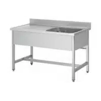 Plonge soudée sur pieds carrés sans étagère inox ferritique 1 bac à droite P 600 mm