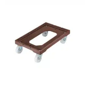 Chariot de transport marron pour trio contenneurs, L 480 x P 370 x H 130 mm