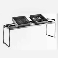 Étagère professionnelle double pente inox cuisine à fixer sur table pour casier de lave-vaisselle P 600 mm