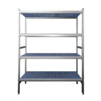 Rayonnage aluminium à niveau clayettes polypropylènes