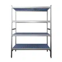 Rayonnage aluminium à niveau clayettes polypropylènes