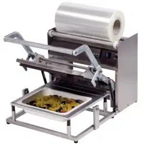 Conditionnement et emballage, operculeuse à barquette, GN1/2, inox aisi 304, L 725 x P 470 x H 410 mm