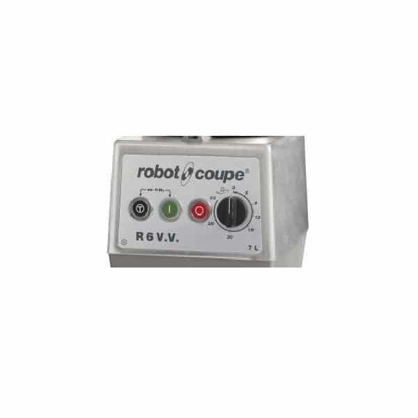 Cutter de table modèle R 6 V.V., triphasé 400V / 50 / 3, 2 vitesses, Capacité cuve 7 litres, L 280 x P 350 x H 520 mm