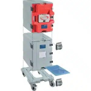 Coffre isotherme avec porte chauffante analogique type AF12, 2 conteneurs AF12 et 1 chariot , L 505 x P 685 x H 1480 mm