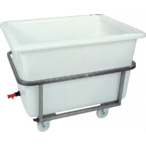 Bac à glace sur châssis inox roulant, 220 L, polyéthylène, L 900 x P 700 x H 540 mm