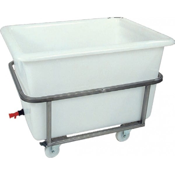 Bac à glace sur châssis inox roulant, 310 L, polyéthylène, L 1030 x P 800 x H 600 mm