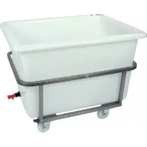 Bac à glace sur châssis inox roulant, polyéthylène, 500 L, L 1250 x P 965 x H 775 mm