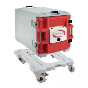Coffre isotherme avec porte chauffante analogique, type AF12, 1 conteneur avec chariot