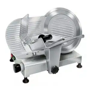 Trancheur aluminium à courroie avec protecteur de lame, affûteur amovible, L 680 x P 515 x H 470 mm