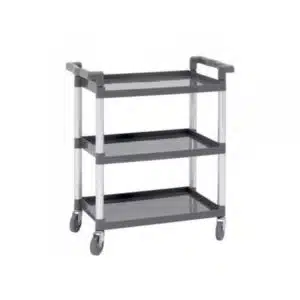 Chariot de service, supports en aluminium, plateaux en polyéthylène