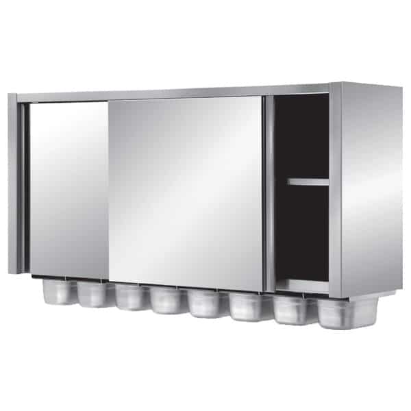 Armoire suspendue avec distributeurs à ingredients, inox AISI 304, profondeur 400 mm