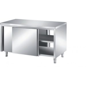Meuble bas central traversant, inox ferritique, profondeur 700 mm