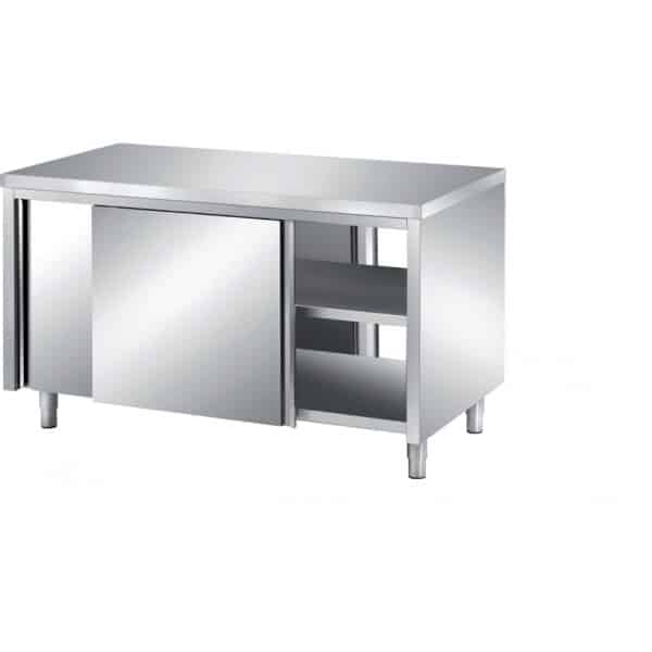 Meuble bas central traversant, inox ferritique, profondeur 700 mm