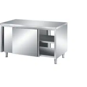 Meuble bas central traversant, inox aisi 304, profondeur 700 mm