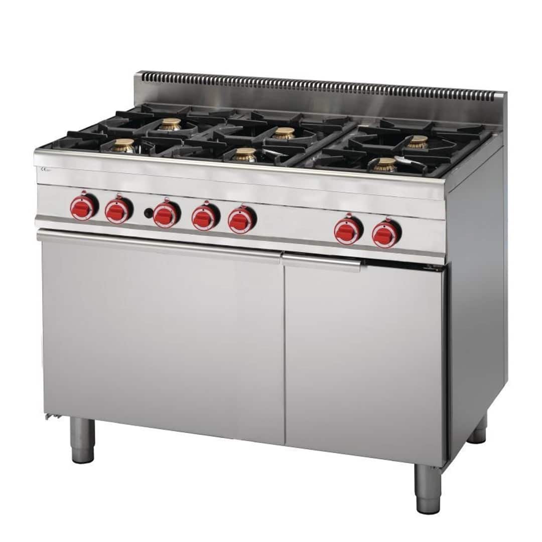 Fourneau 6 feux sur four gaz