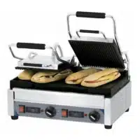 Grill panini double premium rainurée - lisse