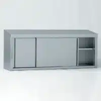 Armoire suspendue avec porte coulissante en acier inoxydable dessus incliné largeur 400 mm