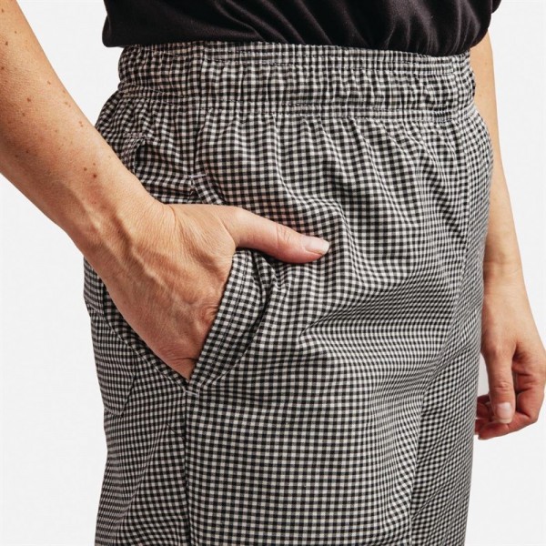 Pantalon de cuisinier Chef Works Easyfit carreaux noirs, polyester-coton