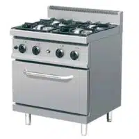 Fourneau à gaz professionnel, avec four, en inox AISI 304, 4 feux, 25.8 kW