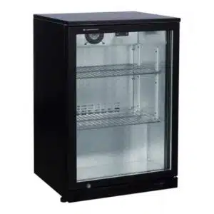Desserte réfrigérée arrière de bar, 1 porte battante vitrée, Skin plate noir